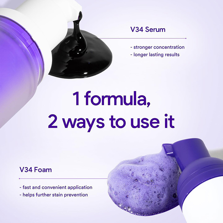 Wholesale 50ml Glorysmile V34 Flouride Free Purple Teeth Whitening Mousse Toothpaste