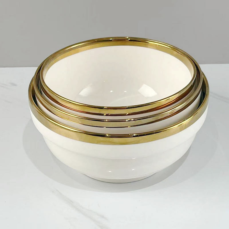 4/5/6/7/8 Inch Hb Bowl with Golden Line Porcelain Ceramics Tableware