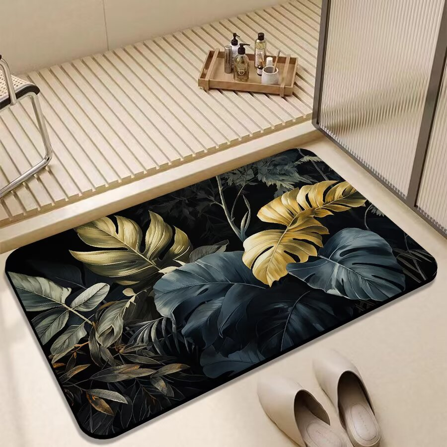 Oval Retangle Washable Anti-Slip Tub Bathroom Rugs Mat Water Absorption Rubber Floor Mat Bath Mat