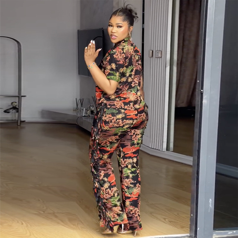 Комплект женский рубашка короткий рукав и брюки широкие