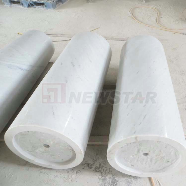 Limestone House Pillar Factory Round Pillar Design for Indoors Roman Marble Column Pillar White Marble Carved Stone Pillar