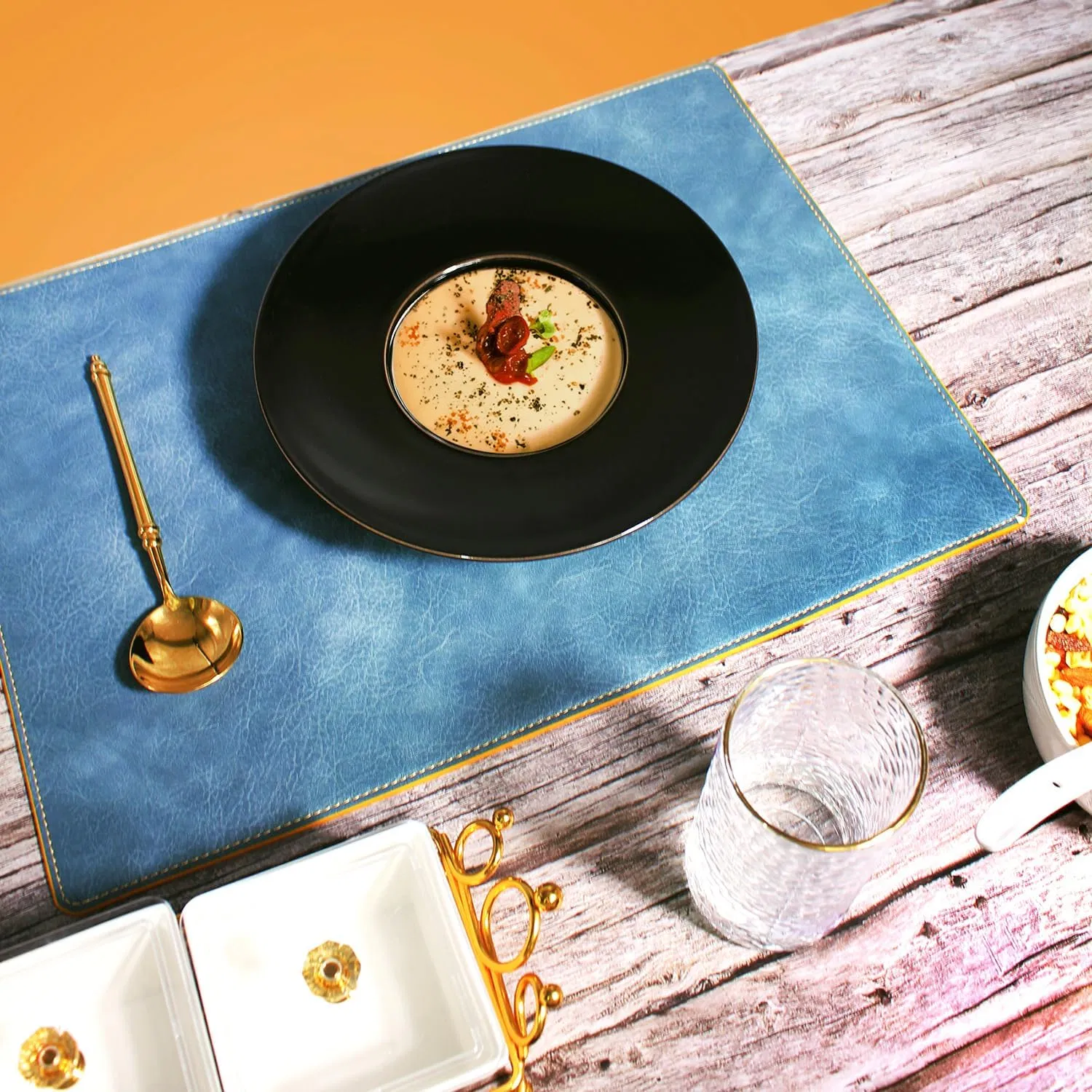 Ceramics Rimmed Soup Plate Black and White