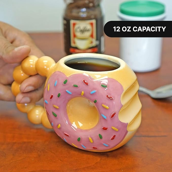 Charming 12oz Ceramic Donut Shaped Mug for Tea and Cocoa