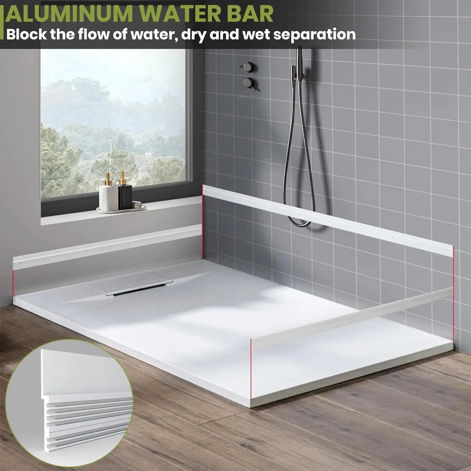 High Strength Frame Solid Structure Firm Fiberglass SMC Bathroom Shower Tray