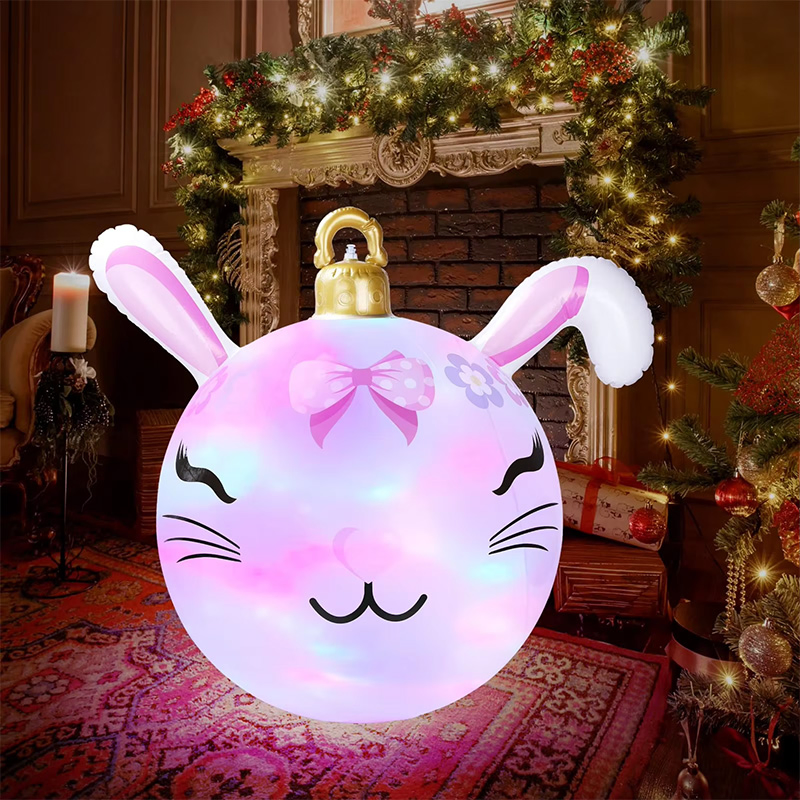 Inflatable Christmas Decoration Rabbit Ornament Ball with LED Light