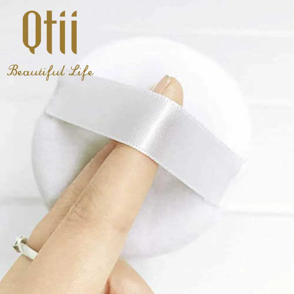 Ultra-Thin Mini Round Flocking White Strap Makeup Powder Puff