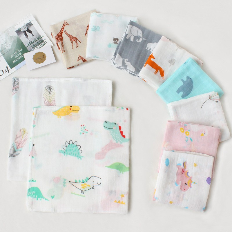Super Soft Bamboo Cotton Rainbow Baby Bibs Muslin Square Baby Burp Cloths Baby Towel