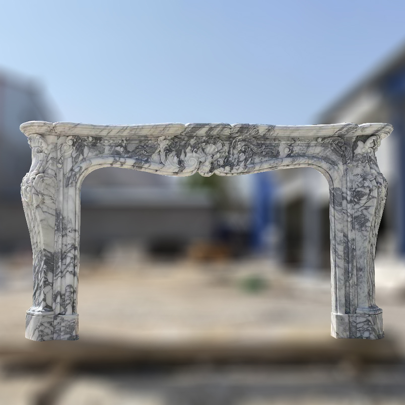 Freestanding Marble Stone Arched Classic Fireplaces Mantels Surround Frame Mantles
