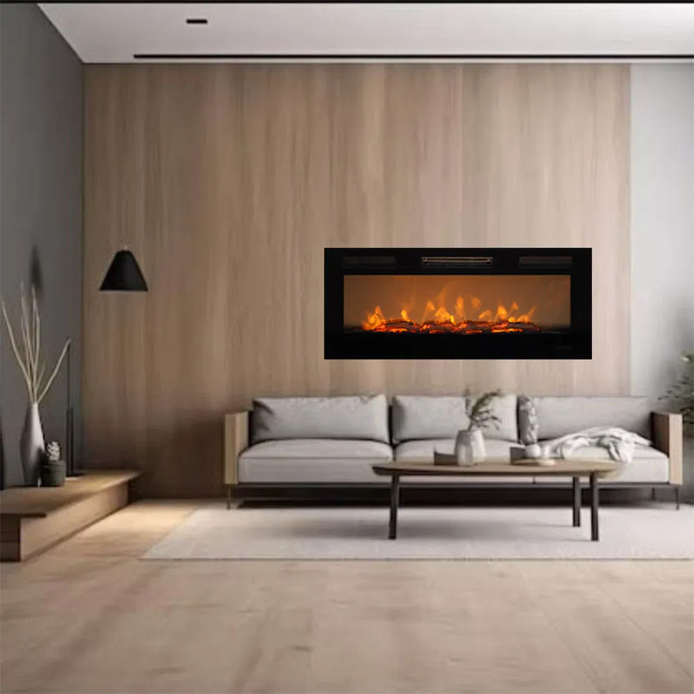 China Factory OEM Custom Wood Burning Wall Mounted Stove Electric Fireplace