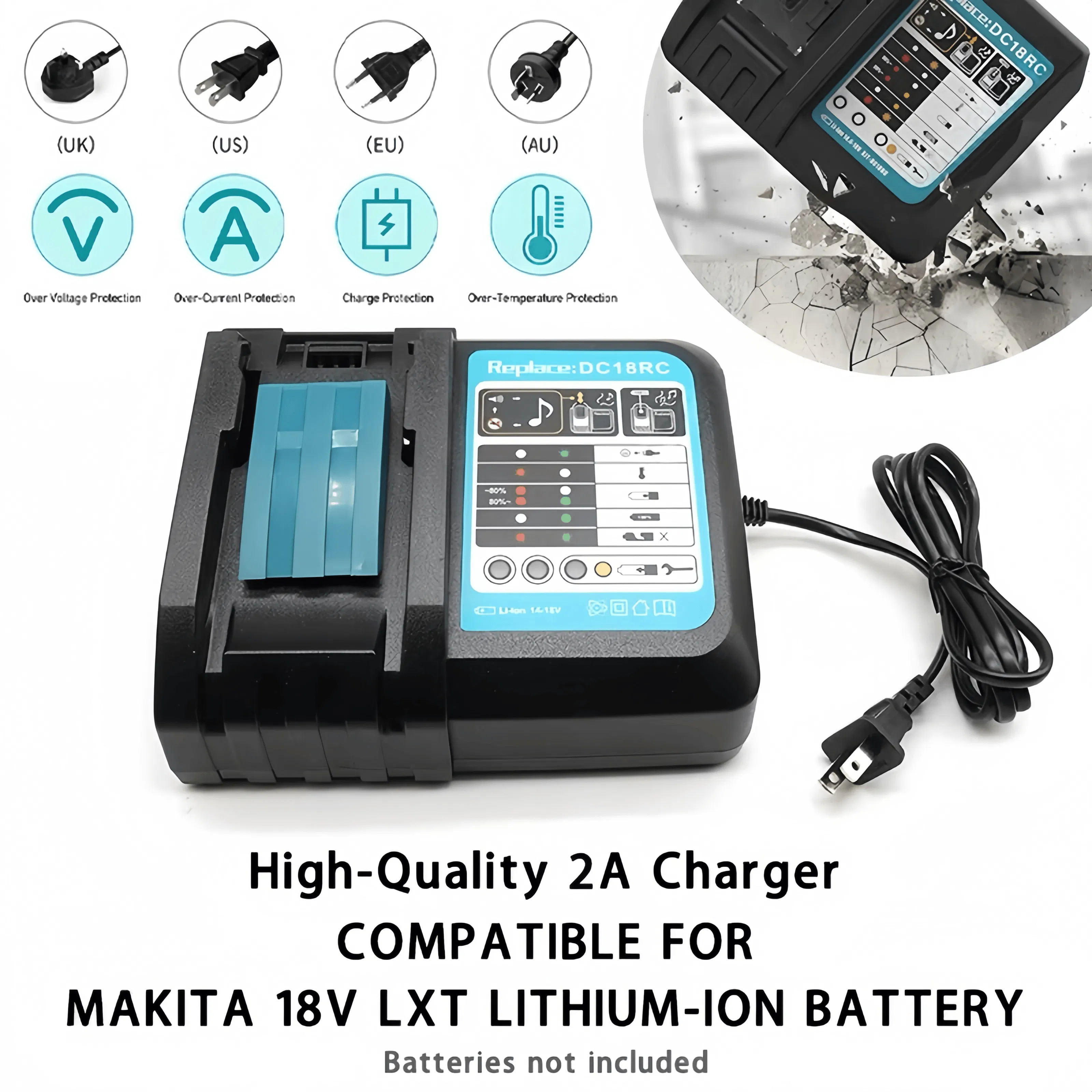 Быстрая зарядка для аккумуляторов Makita 14.4V-18V