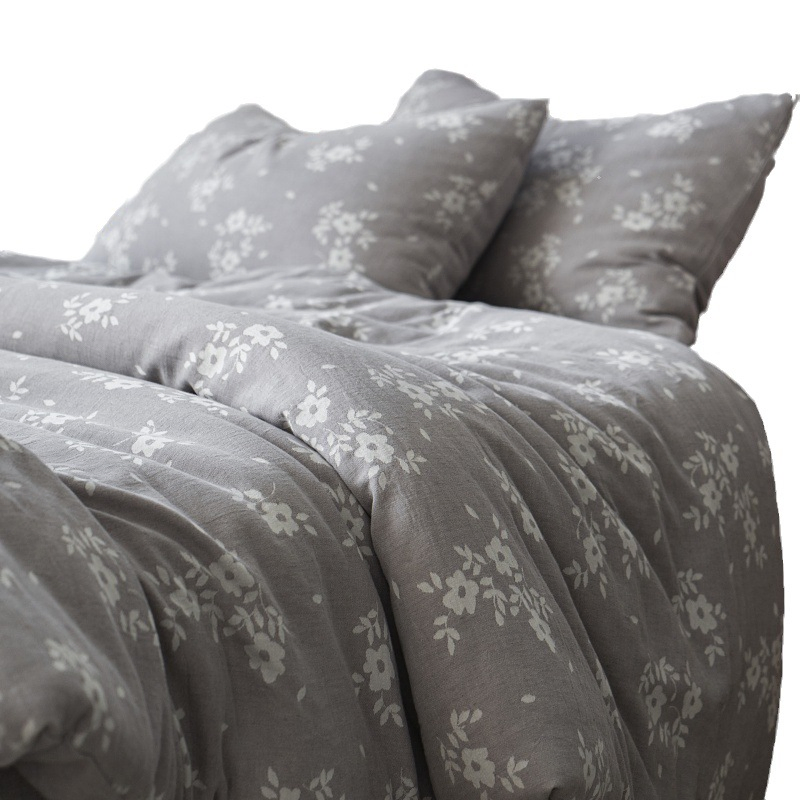 80% Cotton 20 % Linen Bedding Bedsheets and Pillow Cases Set 4 Bed Sheet