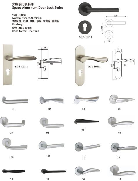 Custom Luxury Space Aluminum Handle Glass Door Lock Handle for Interior Door