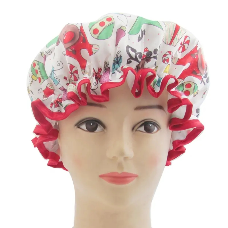 Factory Direct Adjustable Satin Shower Caps Customer Logo Available Christmas Gift Shower Cap