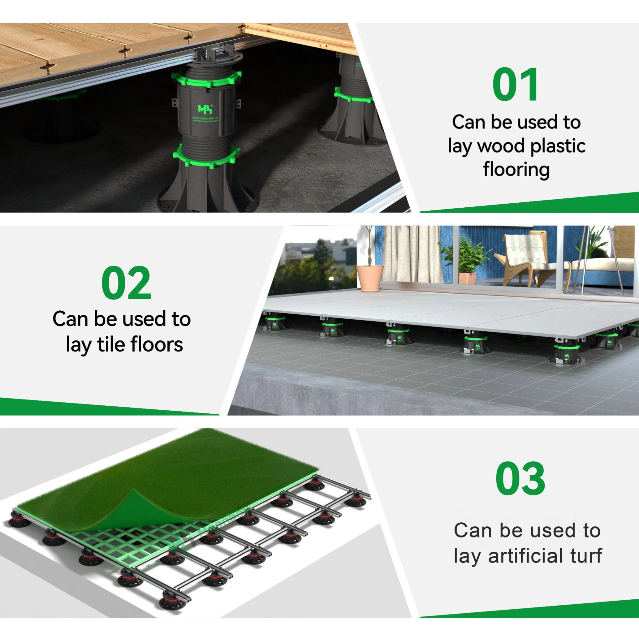 Flooring Accessories Plastic Adjustable Pedestal for Floor Decking Tile Support System