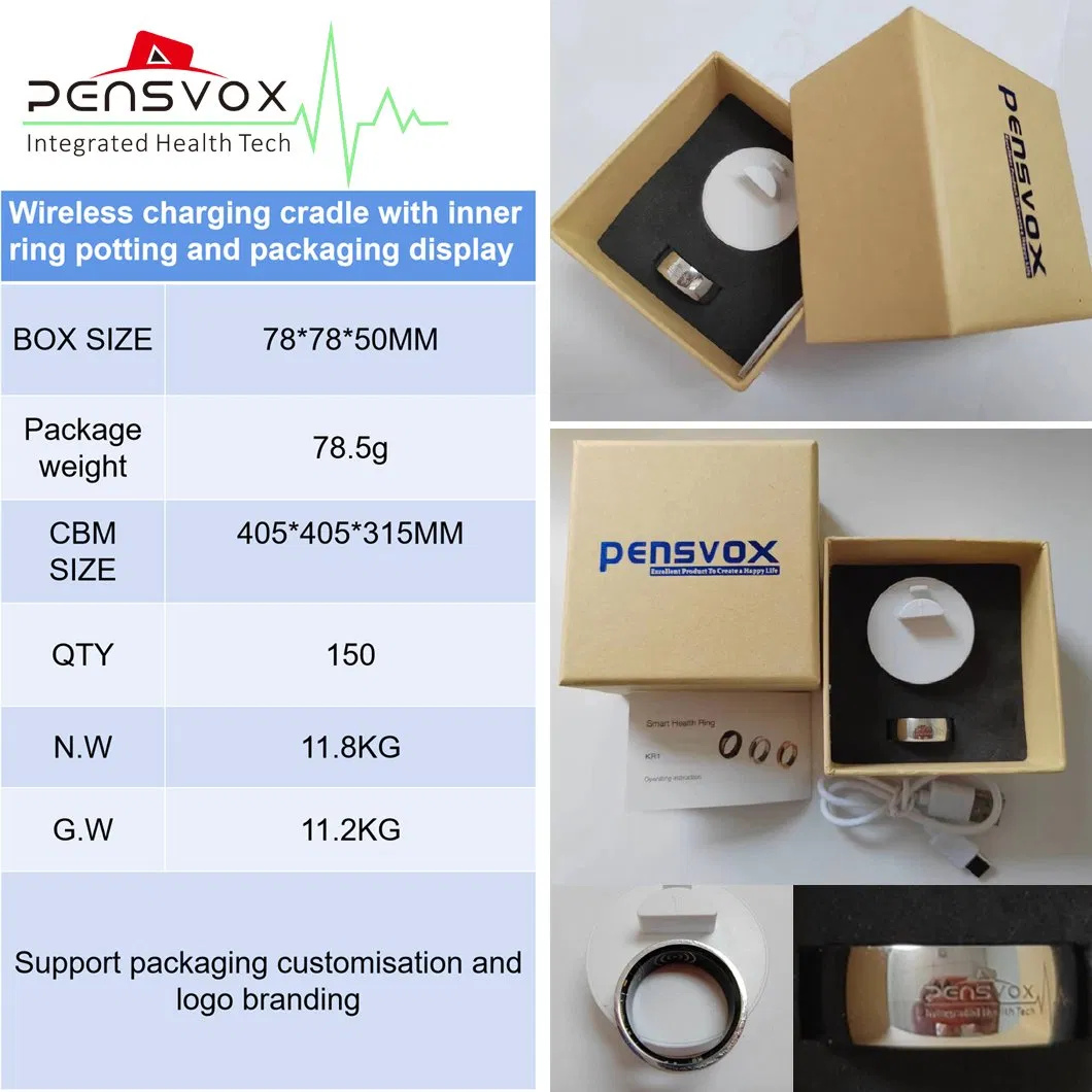 Stainless Steel Jewellery Health Detection Heart Rate Blood Oxygen Smart Ring with Wearable, Earrings, Necklace, Bracelet, Ring for Smartphone