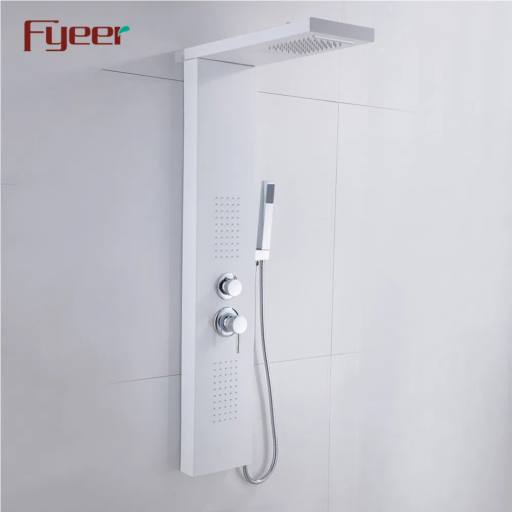 Fyeer 4 Function Rainfall White Stainless Steel Wall Shower Panel