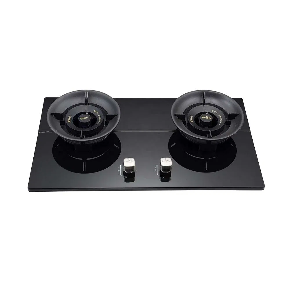 2 Burners Folding Gas Hob Tempered Glass Panel Double Cookers Gas Stove