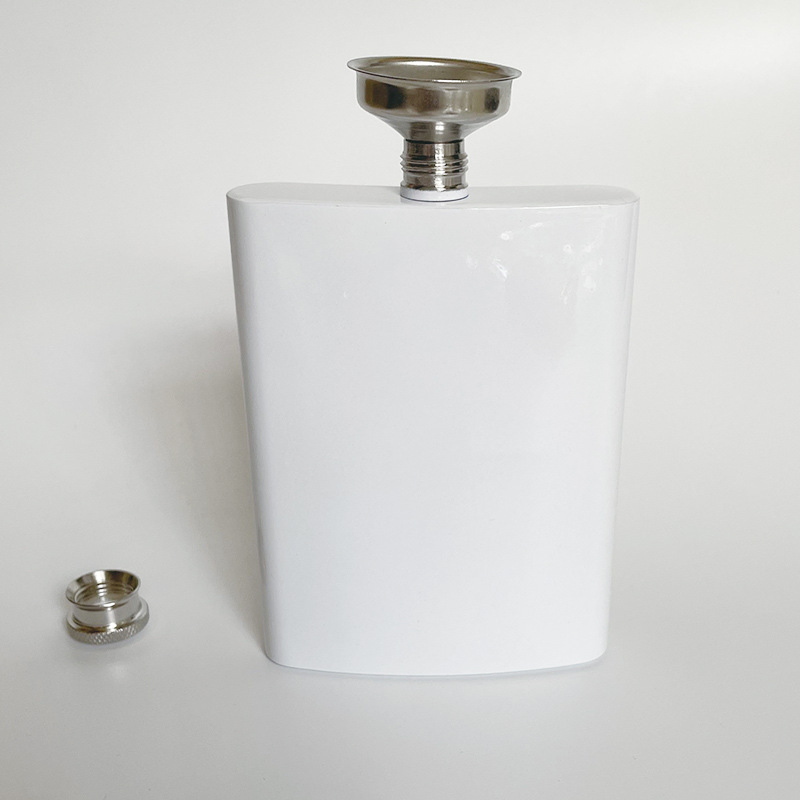 Alcohol Whiskey Vodka Stainless Steel Blank Sublimation White Plain Hip Flask