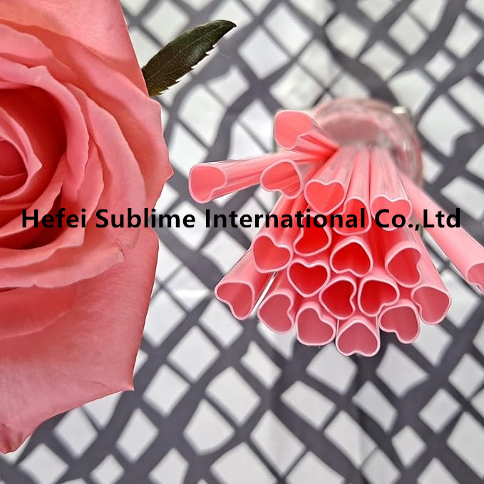 Heart Shaped Pink Straws Disposable Drinking Cute Straw Individually Wrapped Pink Plastic Straw Galentines Day, Cocktail, Birthday Party, Bridal Shower, Wedding