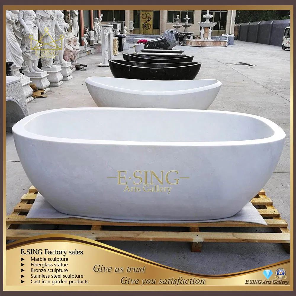 Классическая круглая ванна из белого мрамора ручной работы