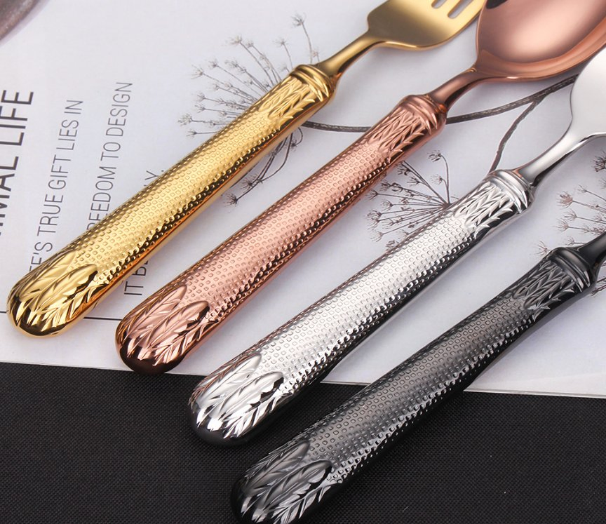Forged Hollow Handle Stainless Steel Silver Cutlery Luxury Silverware Wedding Cutlery Set