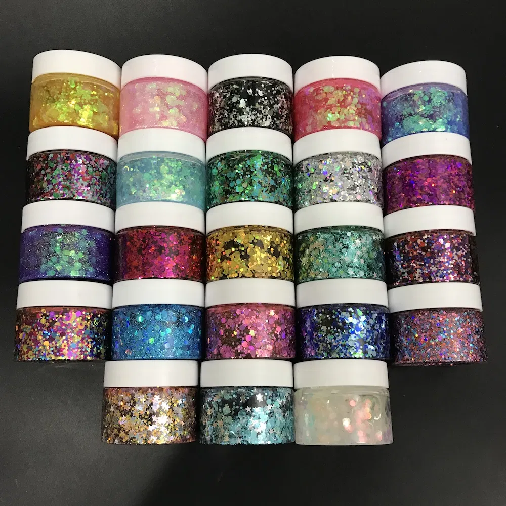 Cosmetic Grade Holographic Peel off Chunky Glitter Gel for Face Hair Decoration Makeup Glitter Gel