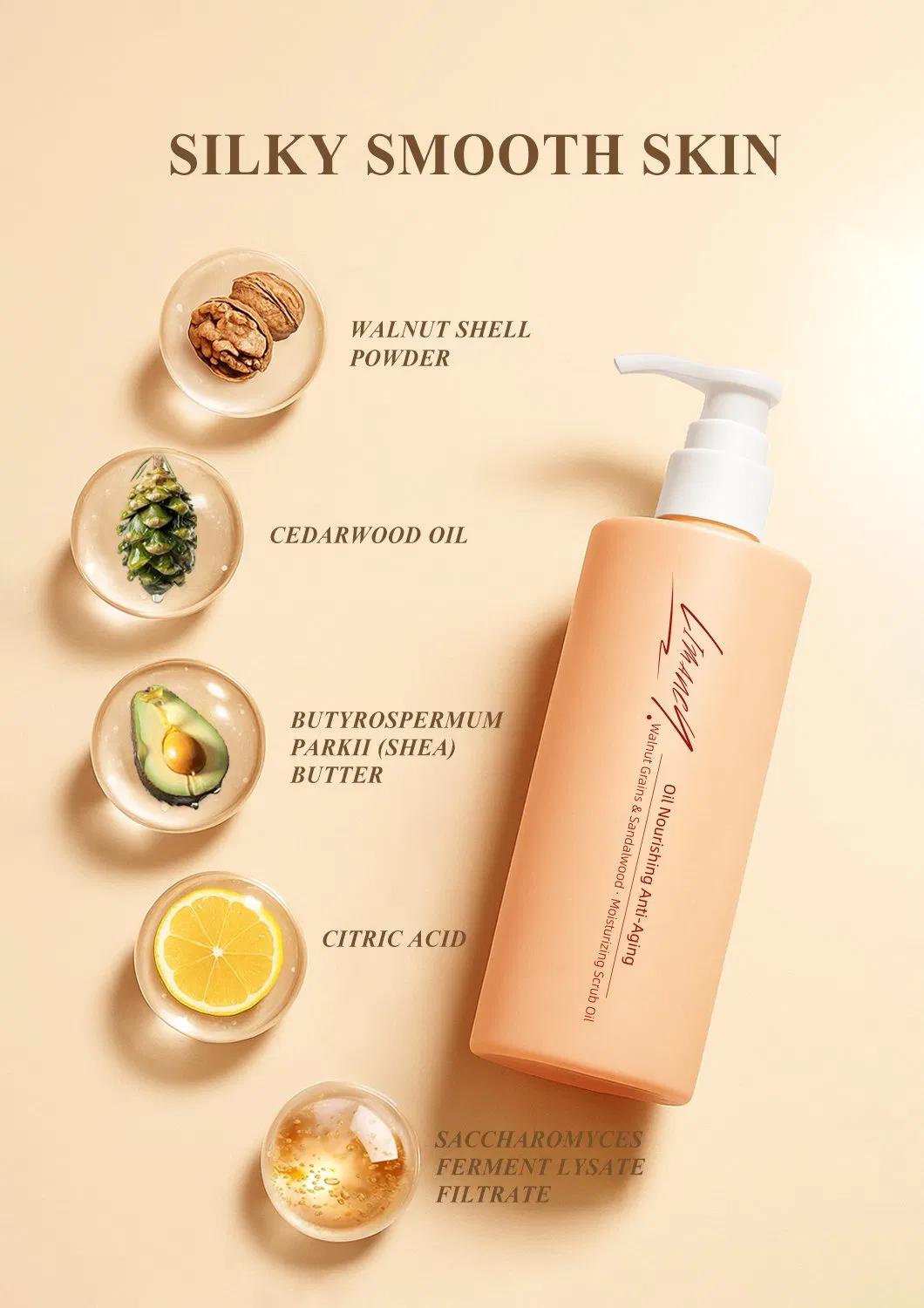 OEM ODM Walnut Grains & Sandalwood · Moisturizing Body Scrub