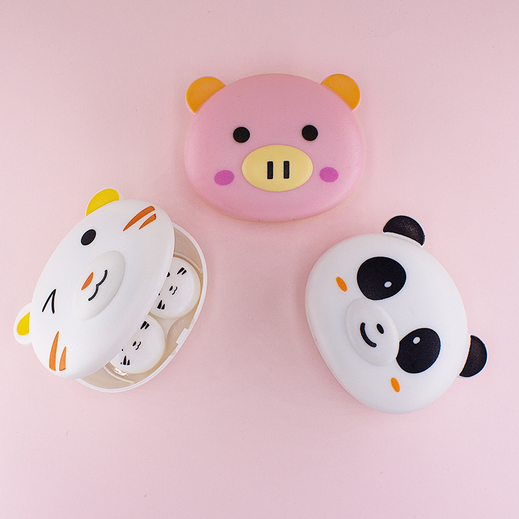 Fashion Lenses Box Cute Cartoon Contact Lenses Case with Mirror