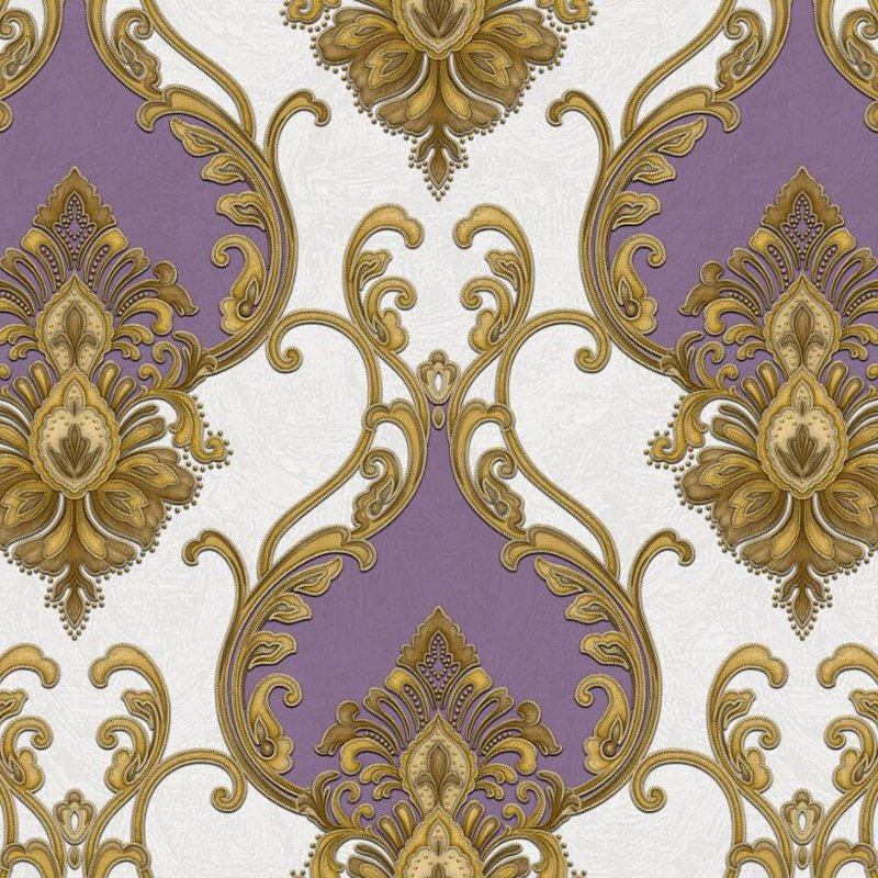 Classic European Retro Damascus Wall Sticker 1.06*15.6m Deep Pressed Nonwoven Wallpaper