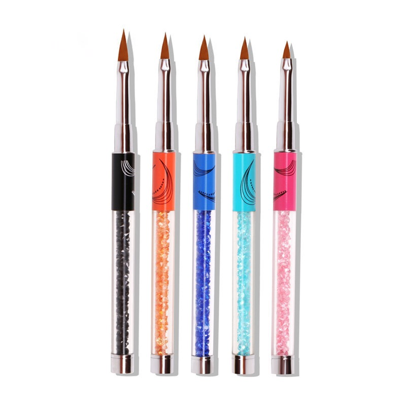 Nail Brushes Colorful Rhinestones Handle Nail Crystal Carve Brush