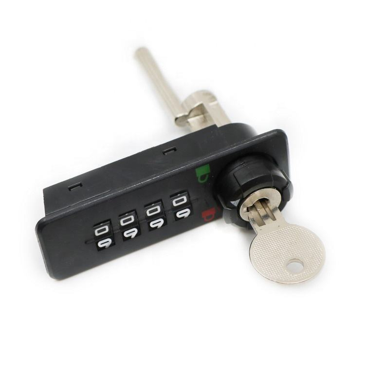 Mechanical Black ABS 4 Dials Password Triple Desk Drawer Combination Lock