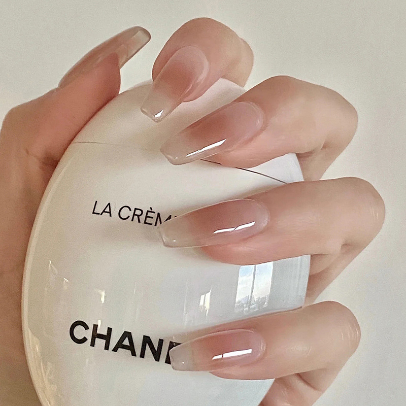 Gradient Nude Color Wearable Manicure Sheet Clean and White Minimalist Pure Desire Fake Nail