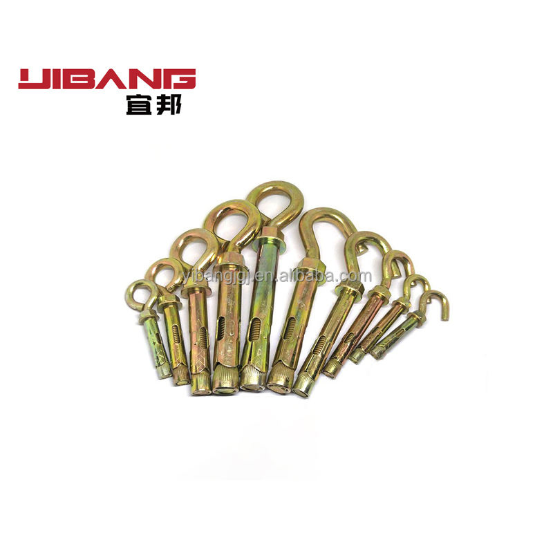 China Fasteners Yellow Zinc 3PCS/4PCS Shield Heavy Duty Bolt M6 M8 M10 Shield Wall Anchor Expansion Bolts with Eye Hookpopular 2