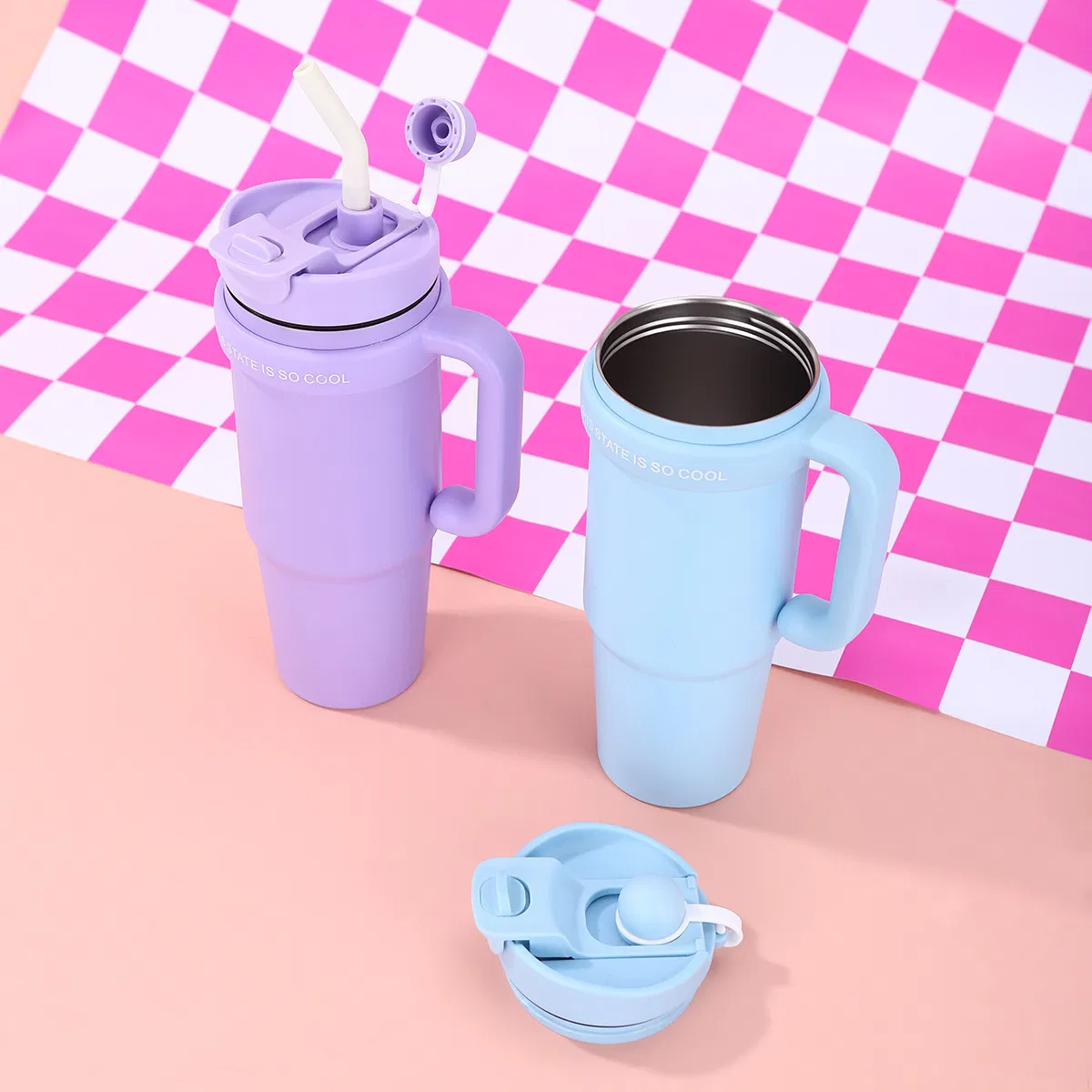 Solid Color Giant Handle 304 Stainless Steel Double-Layer Vacuum Insulated Cup