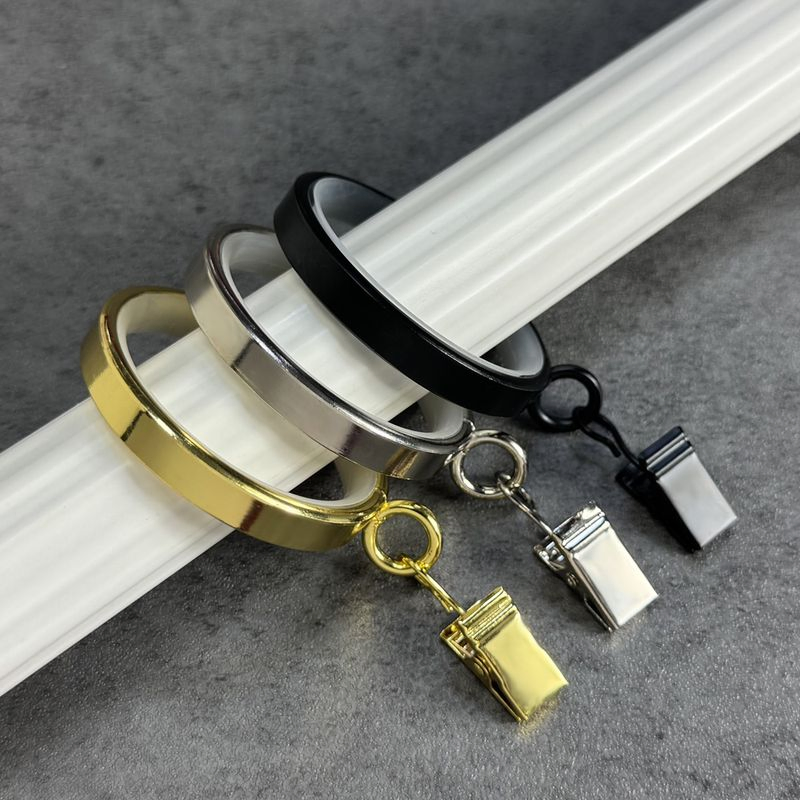 Manufacturer Modern Good Quality Black Metal Curtain Rings with Clips