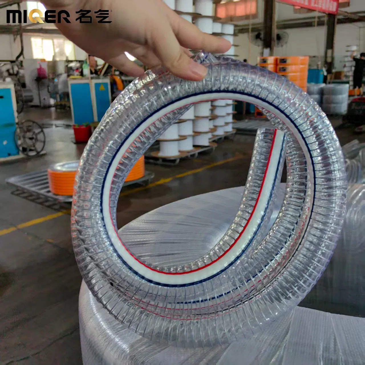 Transparent/Clear PVC Spring Steel Wire Reinforced Hose Water Discharge Suction Pipe for Agriculture Building Industrial Machinery Ship Yard 5/16 Inch Tubing