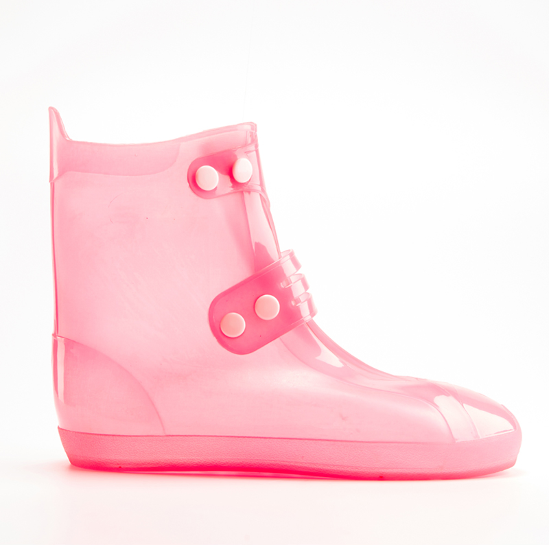 26cm Anti Slip Waterproof Unisex Reusable Pink Stylish PVC Rain Shoes Cover