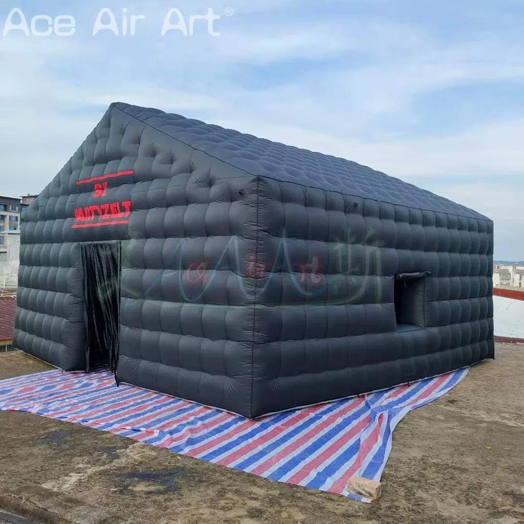 Adults Marquee Cube Event House for Party Inflatable Disco Tent with Blowers 550W Large Black Inflatable Nightclub Party Tent