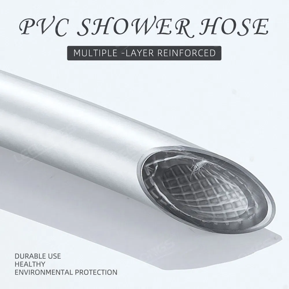 1.2m 1.5m 2m Non-Toxic Leakproof Handheld Shower Head Hose Flexible Anti-Kink PVC Silver Grey Shower Hose