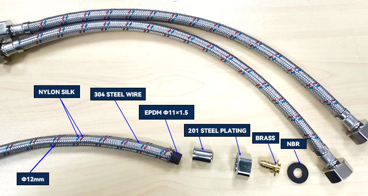 D&R China Manufacture 1/2" 3/4" 1" Inch Stainless Steel Flexible Braided Hose