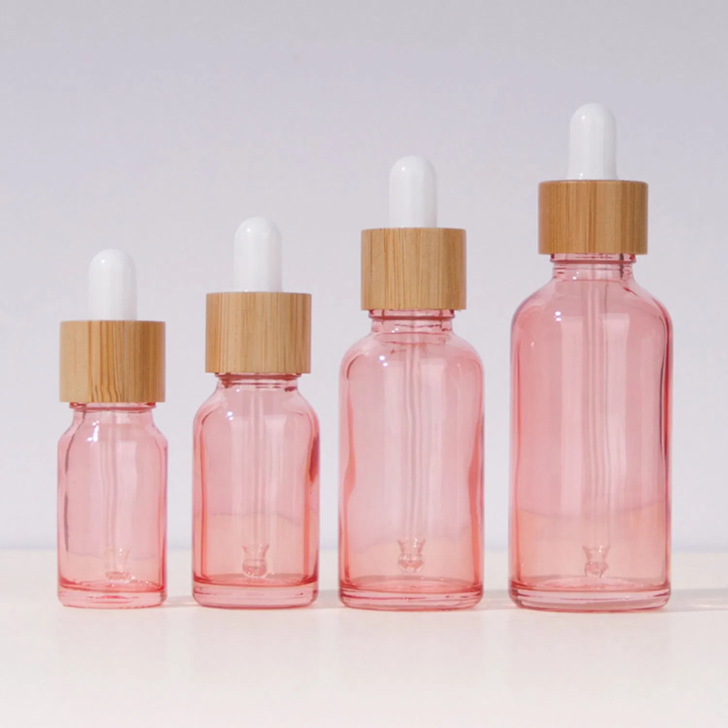 Флаконы для настоек с пипеткой, розовое стекло, деревянная крышка