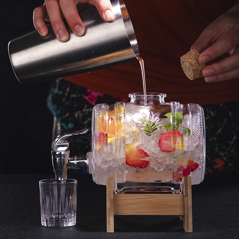 1gallon 2gallon 1000ml 2000ml Whiskey Decanter Glass Drinks Dispenser with Tap Drink Jar for Cold