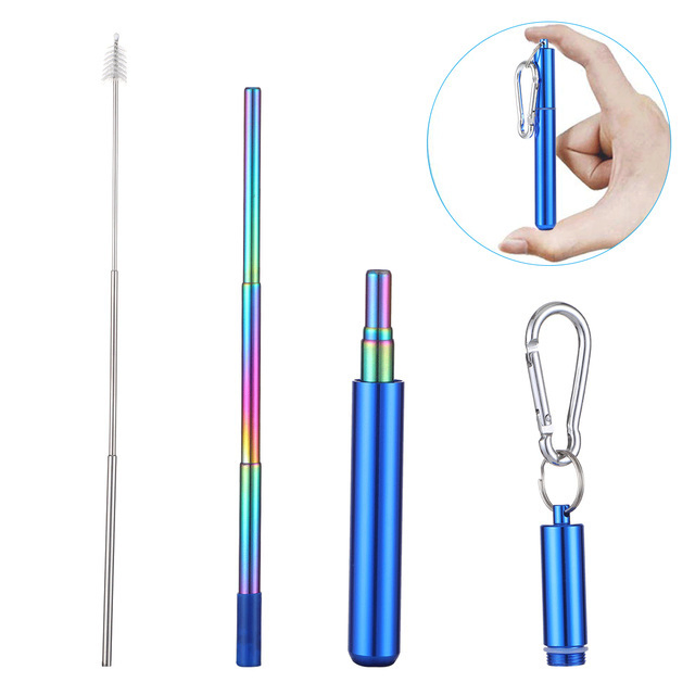 Custom Logo Stainless Steel Telescopic Drinking Straw Portable Straw