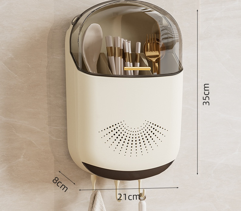 No-Drill Wall-Mounted Kitchen Chopstick Spoon Holder Organizer Storage Rack Utensil Space Mi30640