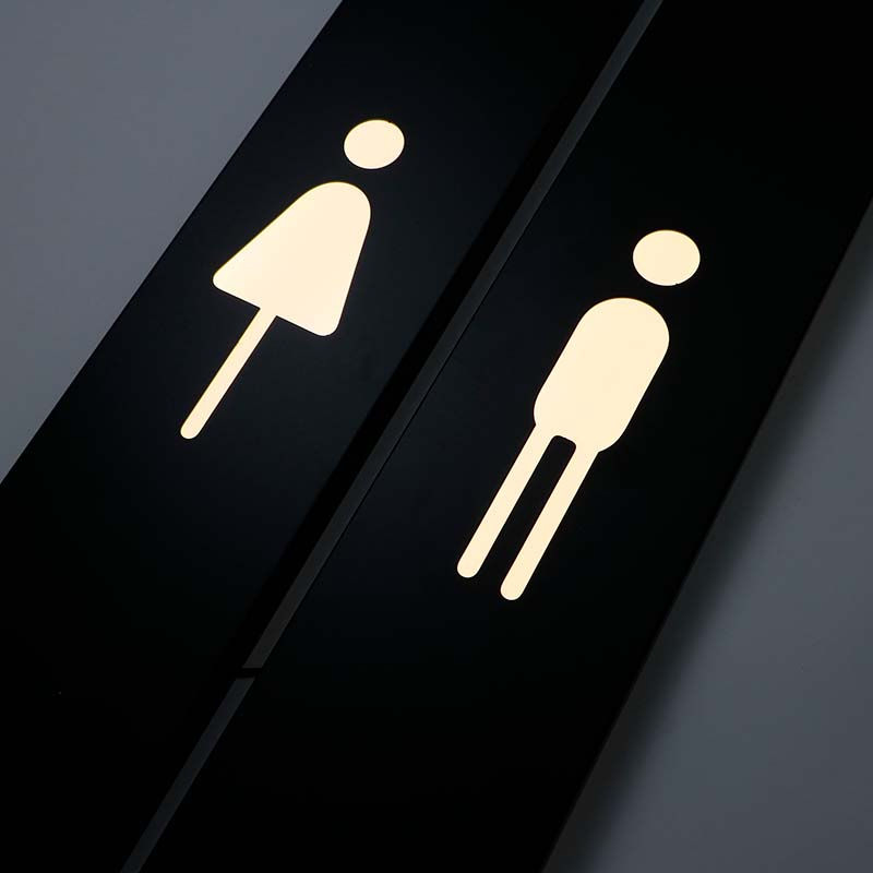 Luminous Restroom Door Plate Funny DIY Toilet Door Sign for Hotel