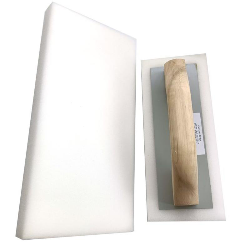 White Sponge Iron Plate Spray Plastic Wooden Handle Plaster Trowel.