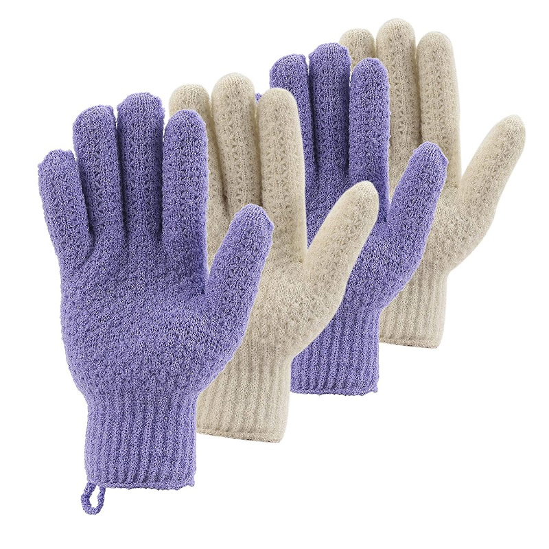 Gants Exfoliant Soie Five-Finger Bathing Gloves White Natural Fiber Shower Exfoliating Bath Glove Scrubber