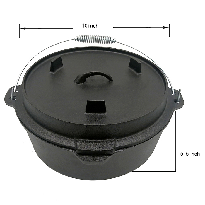 Чугунная казарма Cookwin для кемпинга с крышкой, 4.5 кварты