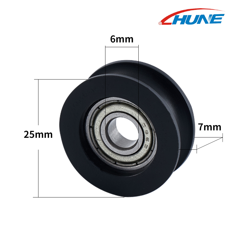 626 China Supplier Customized Miniature Plastic Nylon/POM Coated U Groove Silent Pulley Track Roller Wheel Bearing Roller Pulley U0622.5-7 Nylon Roller