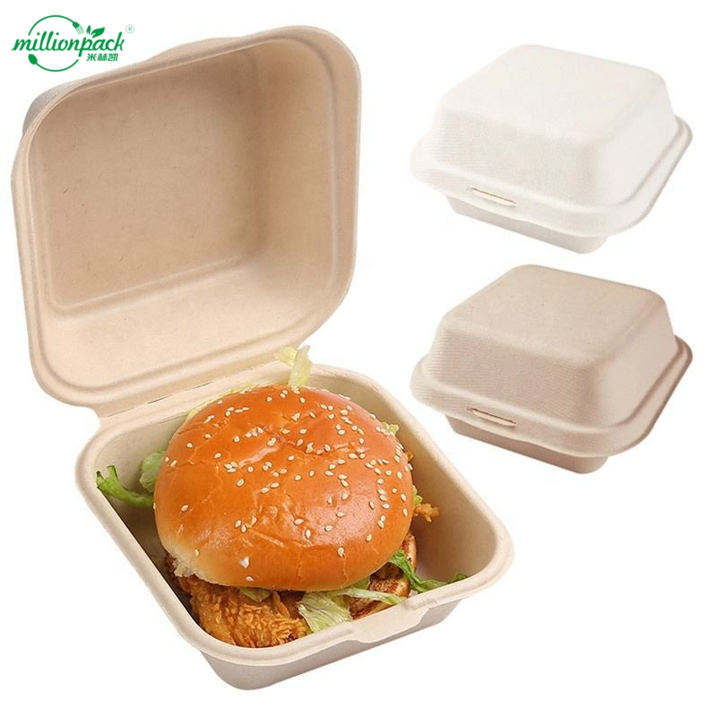 Bulk Compostable Bagasse Box for School Cafeterias and Institutions